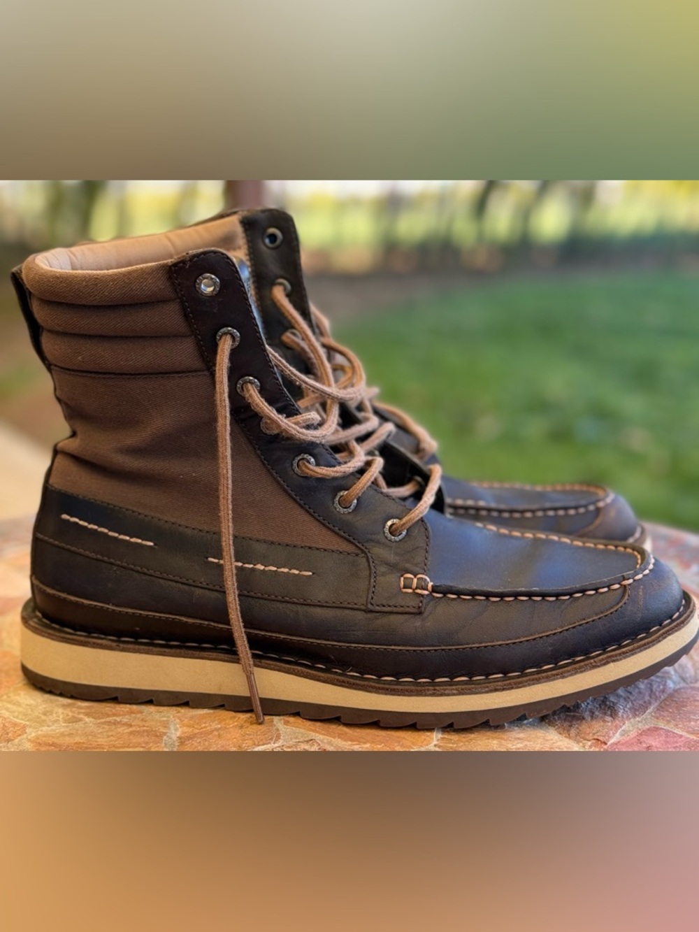 Sperry Men 10.5 Brown Leather Duck Boots Moc Toe Lace Up Heritage Outdoor Work